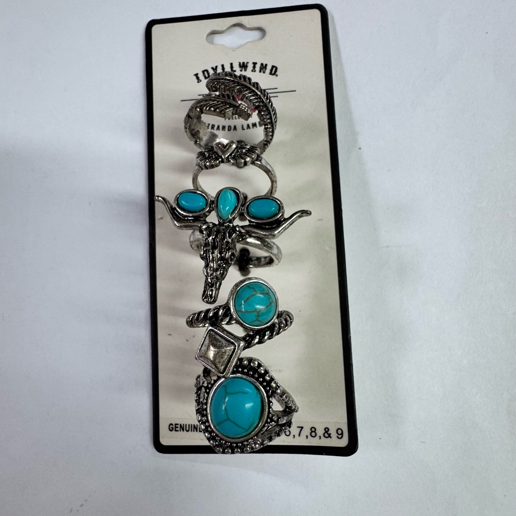 Idyllwind Blue And Silver Ring Set With Turquoise Stones